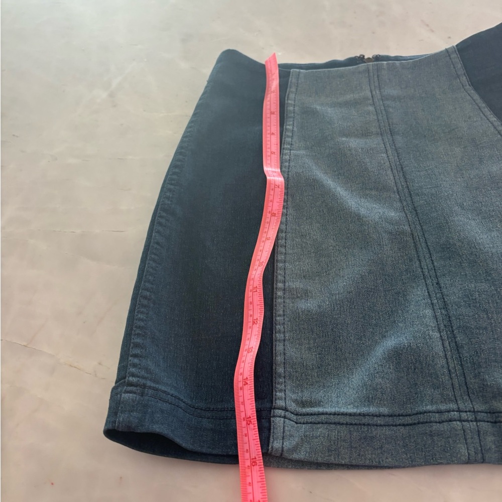 Free People Two-Tone Denim Mini Skirt in Dark Blue and Gray-Blue